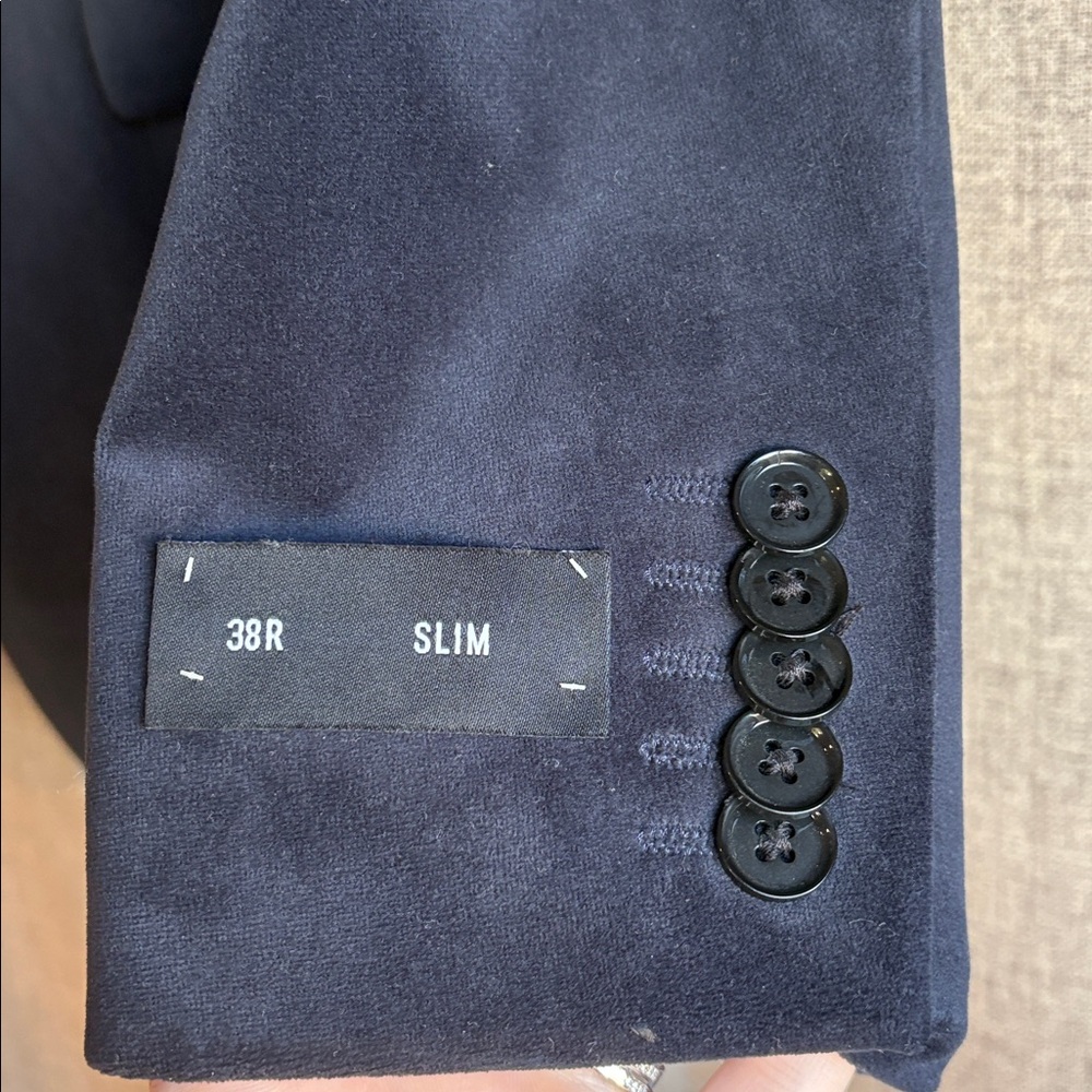 NWT New Men's Express Navy Velvet Slim Fit Suit Jacket - Picture 3 of 6